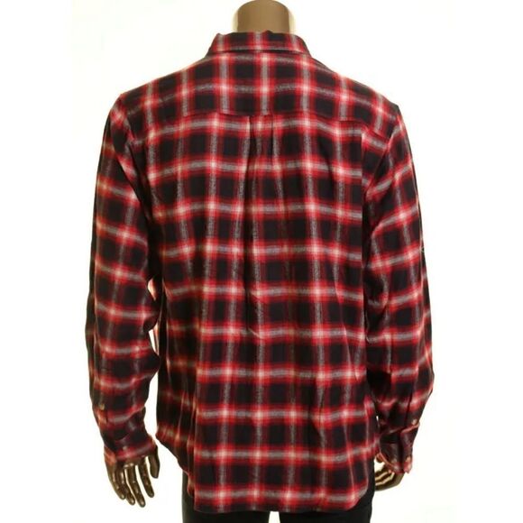 WOOLRICH-Men's Red & Black Plaid Flannel Cotton Button-Front Shirt, Size Medium - Picture 6 of 11